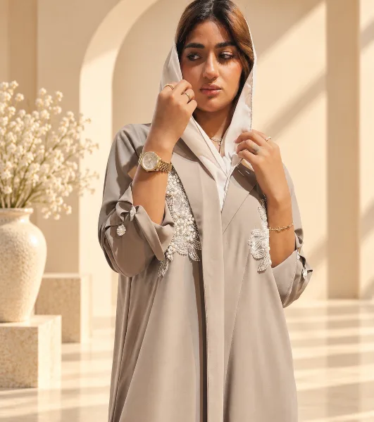 Pearl-Embellished Abaya